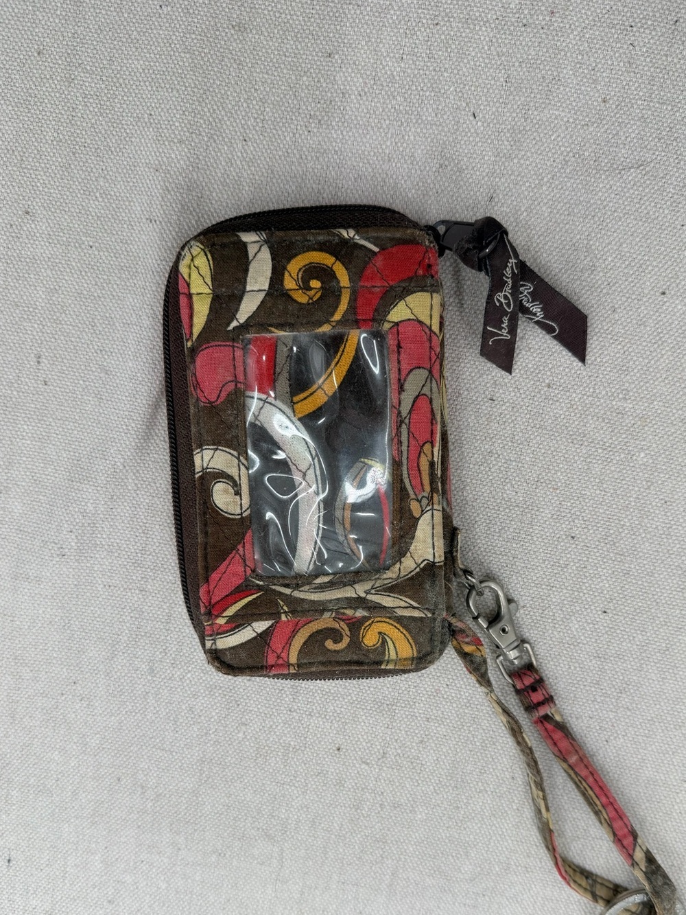 Vera Bradley Brown Pink Yellow Floral ID Wallet